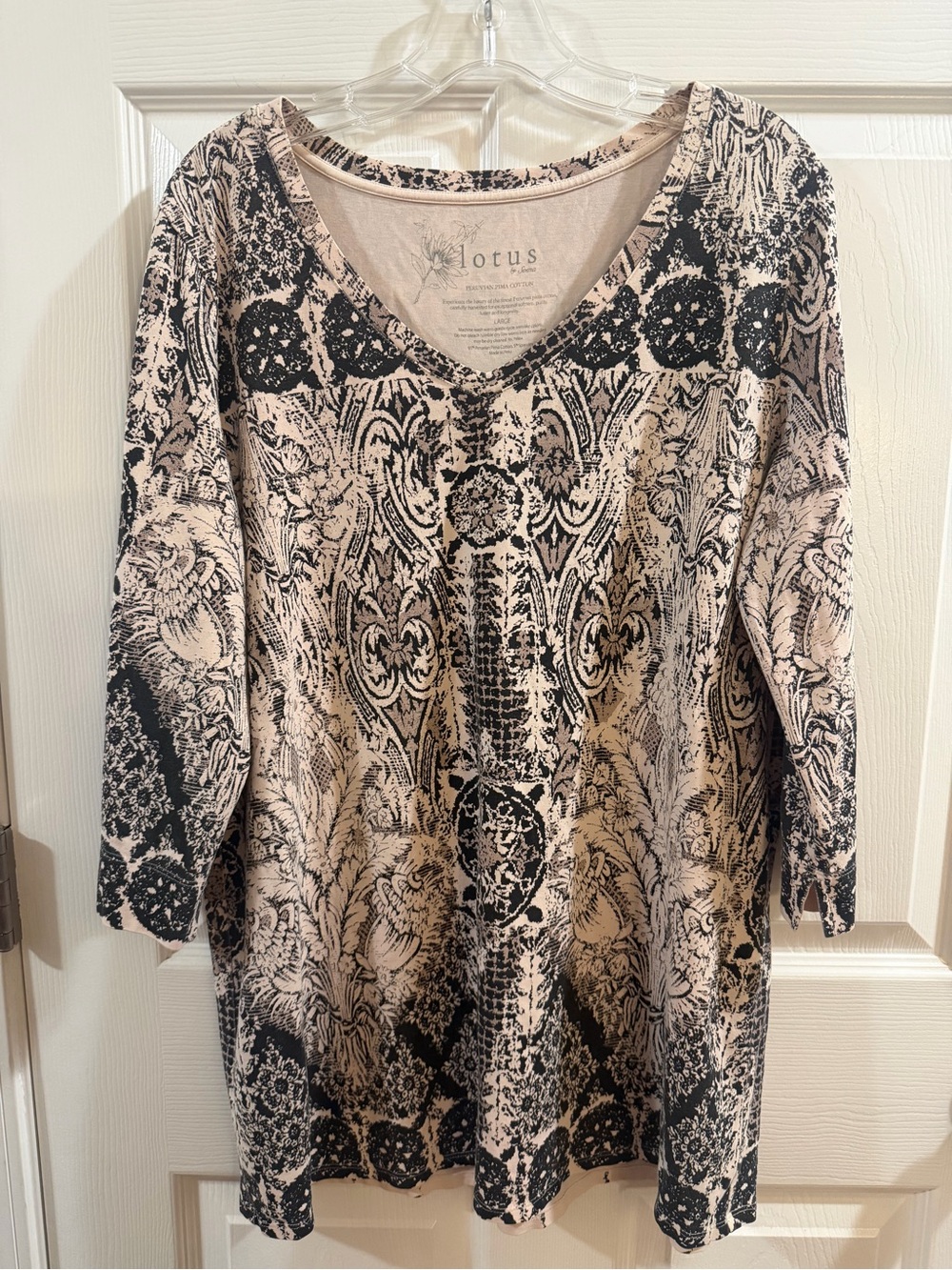 Lotus by Soma Peruvian Pima Cotton Top, Size Large